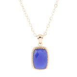 Filigreed Blue Agate Golden Pendant Necklaces - Barse Jewelry