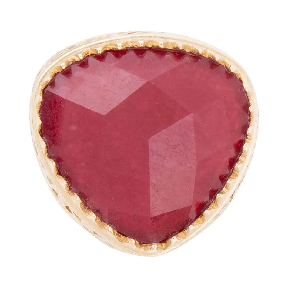 Filigreed Merlot Red Quarrtz Golden Statement Ring - Barse Jewelry - Flyclothing LLC