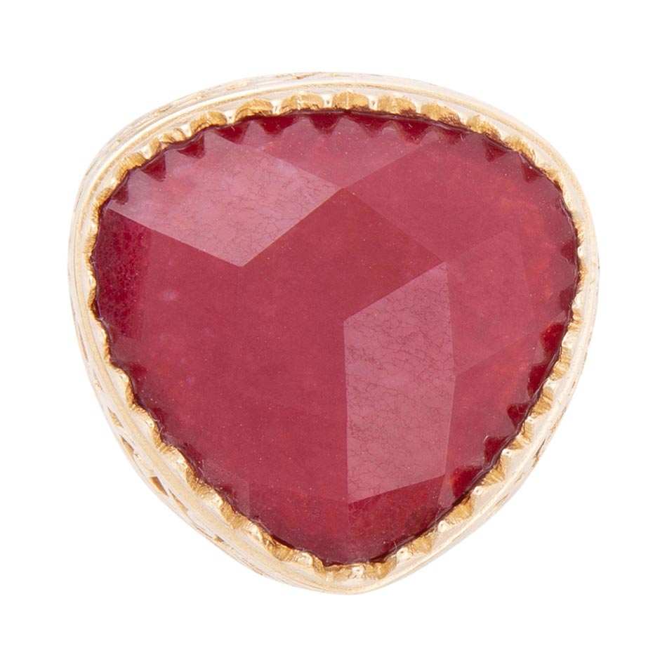 Filigreed Merlot Red Quarrtz Golden Statement Ring - Barse Jewelry - Flyclothing LLC