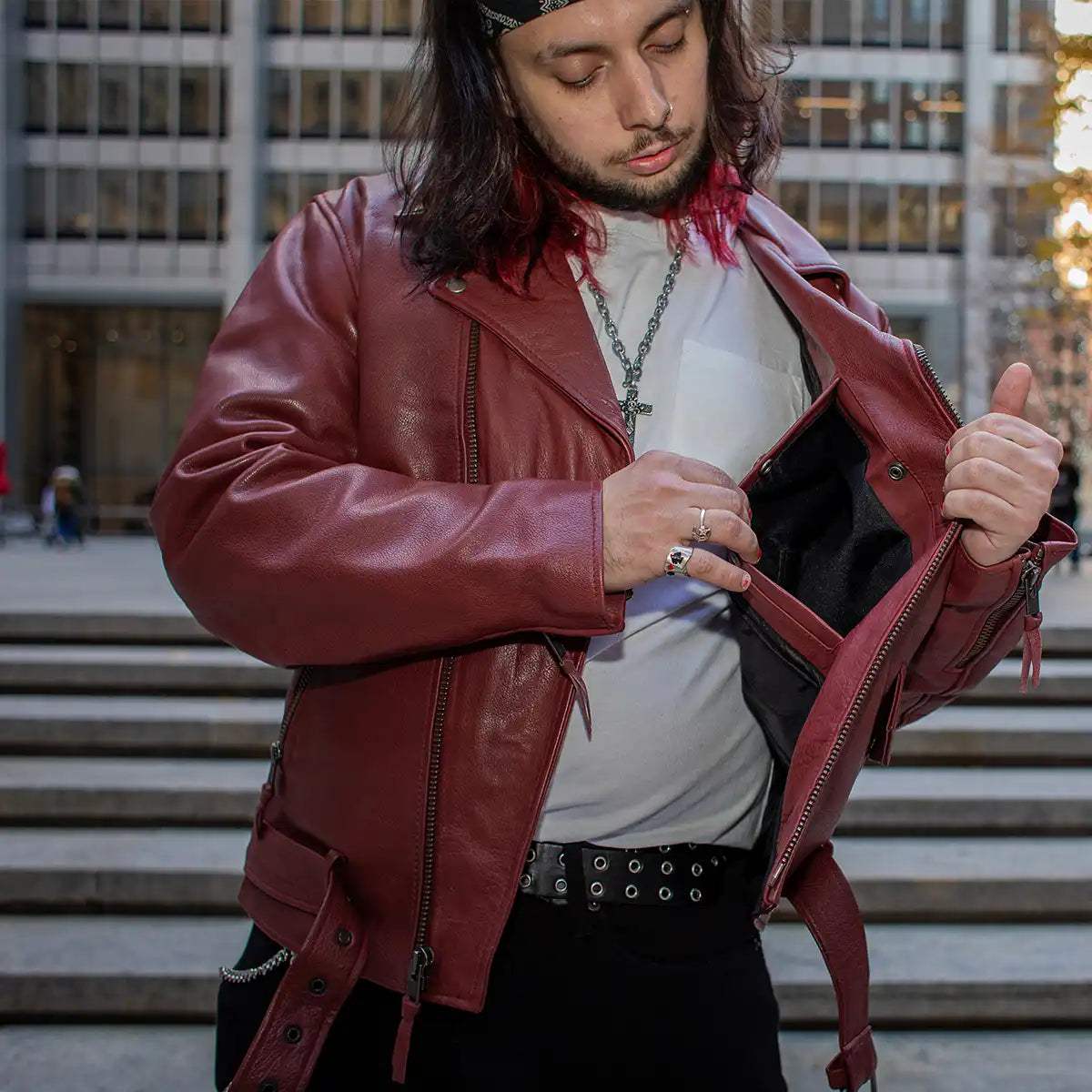 Fillmore Men's Motorcycle Leather Jacket - First Manufacturing Company - Flyclothing LLC