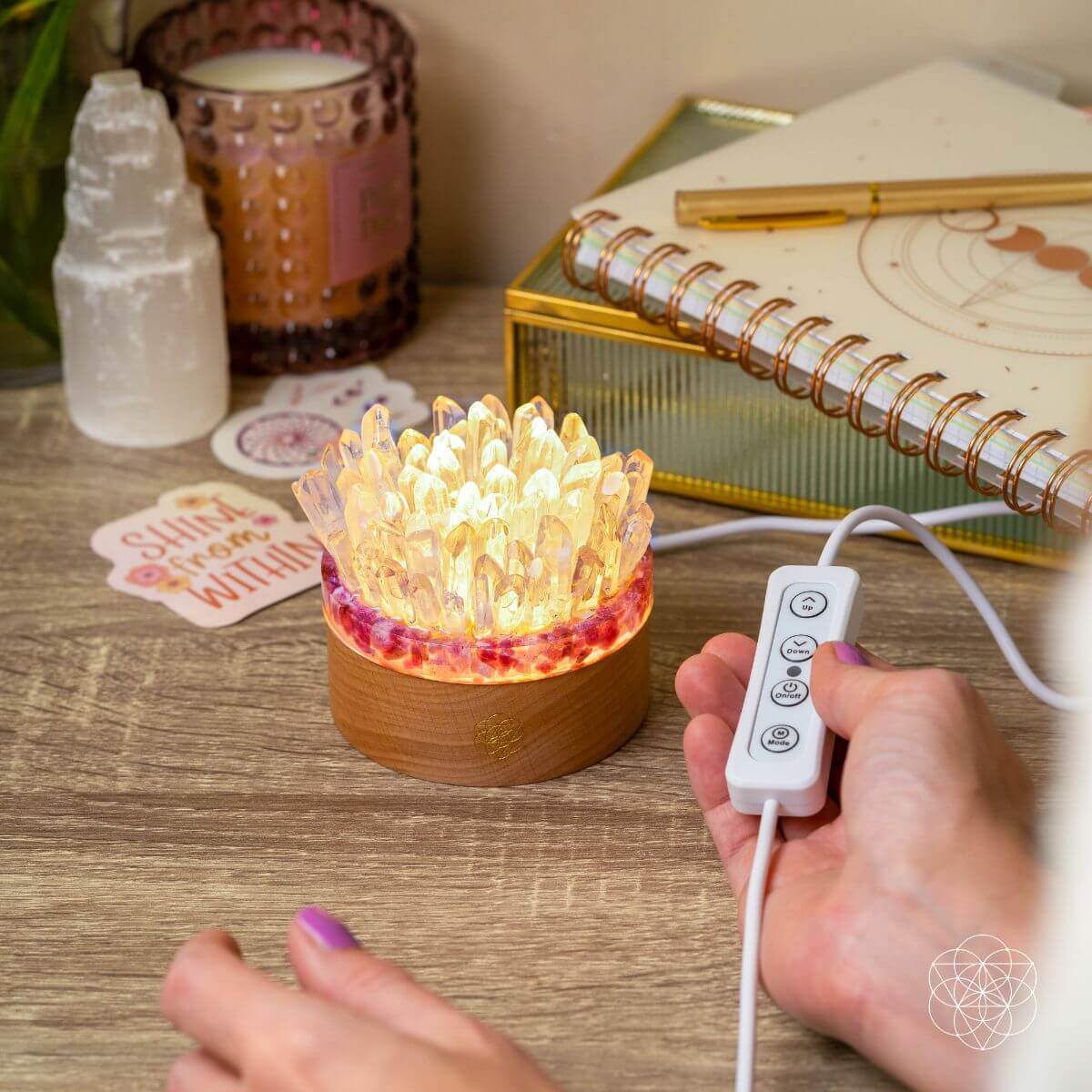 Find My Peace - Quartz & Tourmaline Lamp of Blooming Tranquility - Conscious Items - Flyclothing LLC