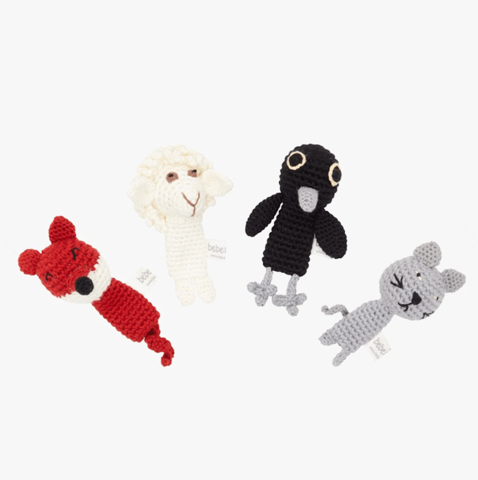 Finger puppet set: crow, cat, sheep,fox - bebemoss.com - Flyclothing LLC