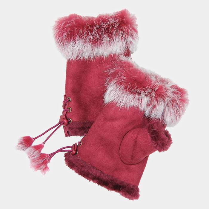 Fingerless Fur Trim Gloves - Madeline Love - Flyclothing LLC