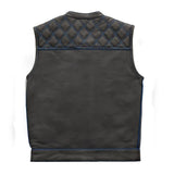 Finish Line - Blue Checker - Men's Motorcycle Leather Vest - First Manufacturing Company - Flyclothing LLC