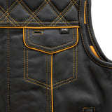 Finish Line - Gold Checker - Men's Motorcycle Leather Vest - First Manufacturing Company - Flyclothing LLC