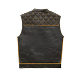 Finish Line - Gold Checker - Men's Motorcycle Leather Vest - First Manufacturing Company - Flyclothing LLC