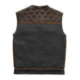 Finish Line - Orange Checker - Men's Motorcycle Leather Vest - First Manufacturing Company - Flyclothing LLC