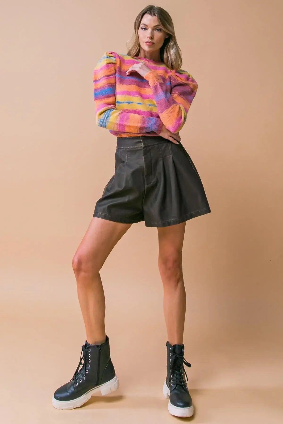MY GREATEST JOY LEATHER SHORTS - Flying Tomato - Flyclothing LLC