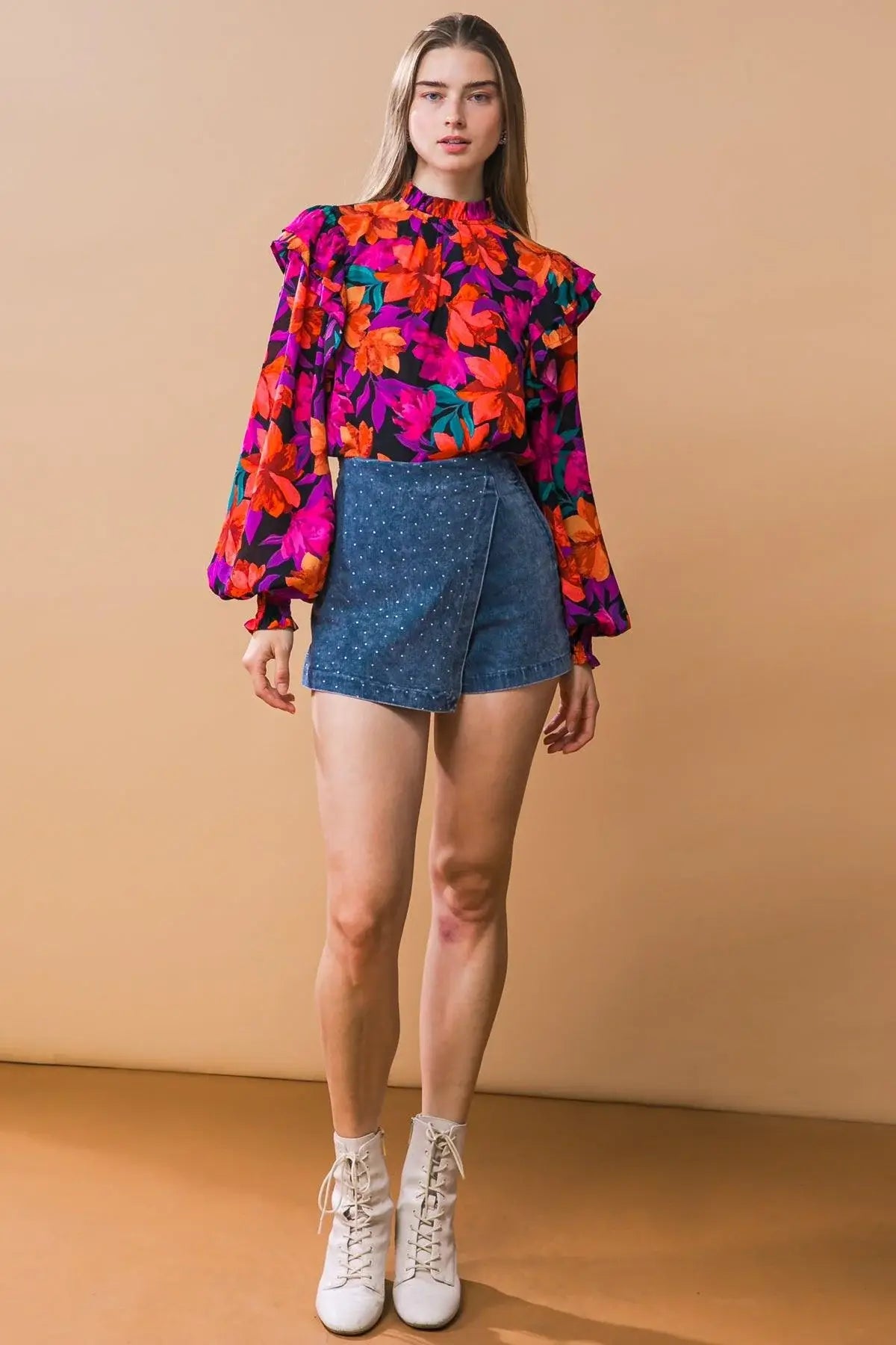 POSH POSITION DENIM SKORT - Flying Tomato - Flyclothing LLC