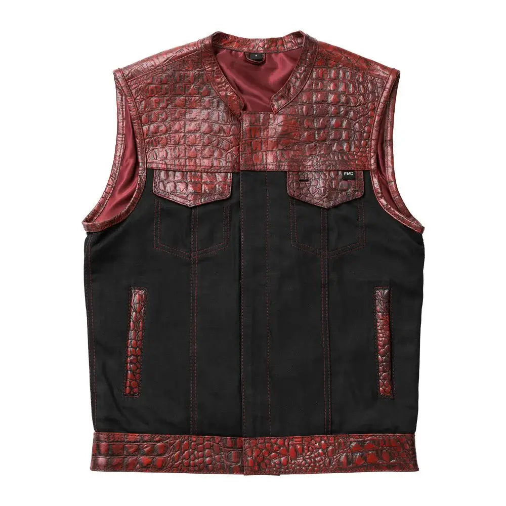 Fireball - Men's Leather/ Denim Motorcycle Vest - Limited Edition - First Manufacturing Company - Flyclothing LLC
