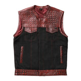 Fireball - Men's Leather/ Denim Motorcycle Vest - Limited Edition - First Manufacturing Company - Flyclothing LLC