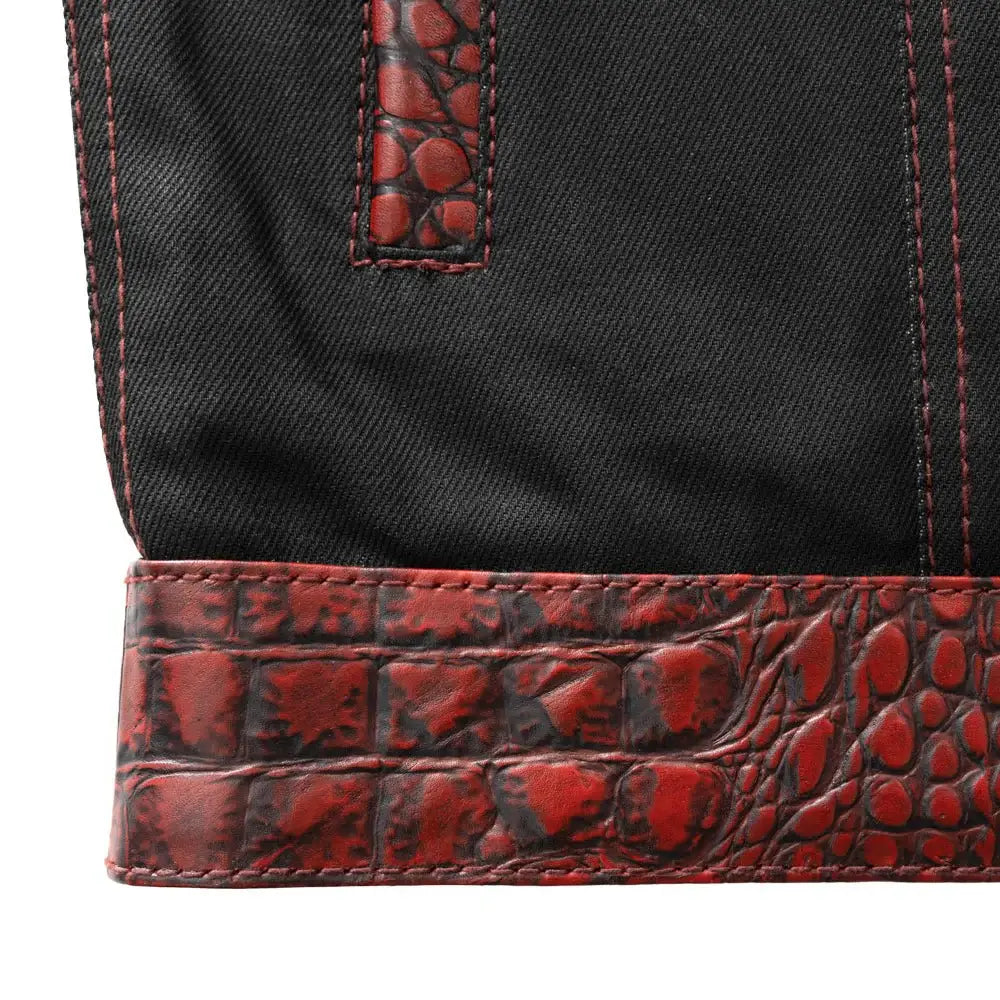 Fireball - Men's Leather/ Denim Motorcycle Vest - Limited Edition - First Manufacturing Company - Flyclothing LLC