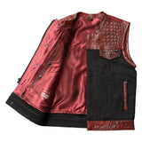 Fireball - Men's Leather/ Denim Motorcycle Vest - Limited Edition - First Manufacturing Company - Flyclothing LLC