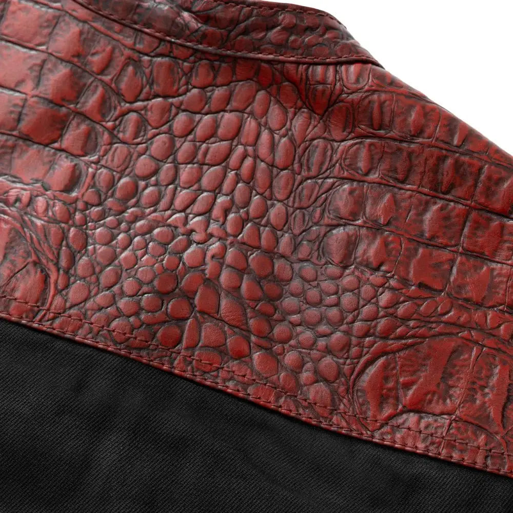 Fireball - Men's Leather/ Denim Motorcycle Vest - Limited Edition - First Manufacturing Company - Flyclothing LLC