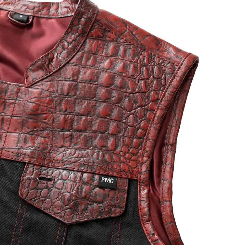 Fireball - Men's Leather/ Denim Motorcycle Vest - Limited Edition - First Manufacturing Company - Flyclothing LLC