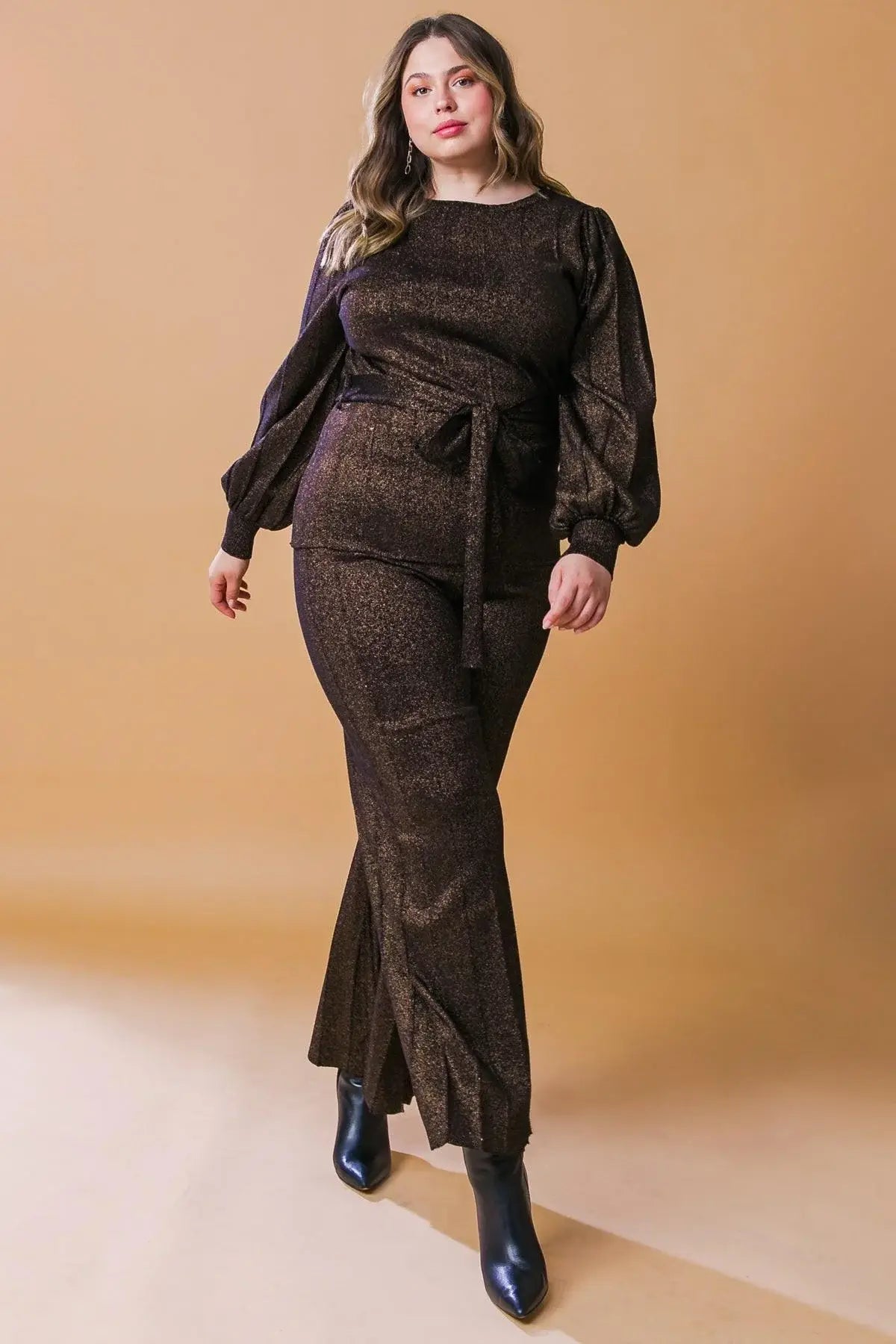 STUNNING STANCE METALLIC SWEATER TUNIN AND PANT SET - Flying Tomato - Flyclothing LLC
