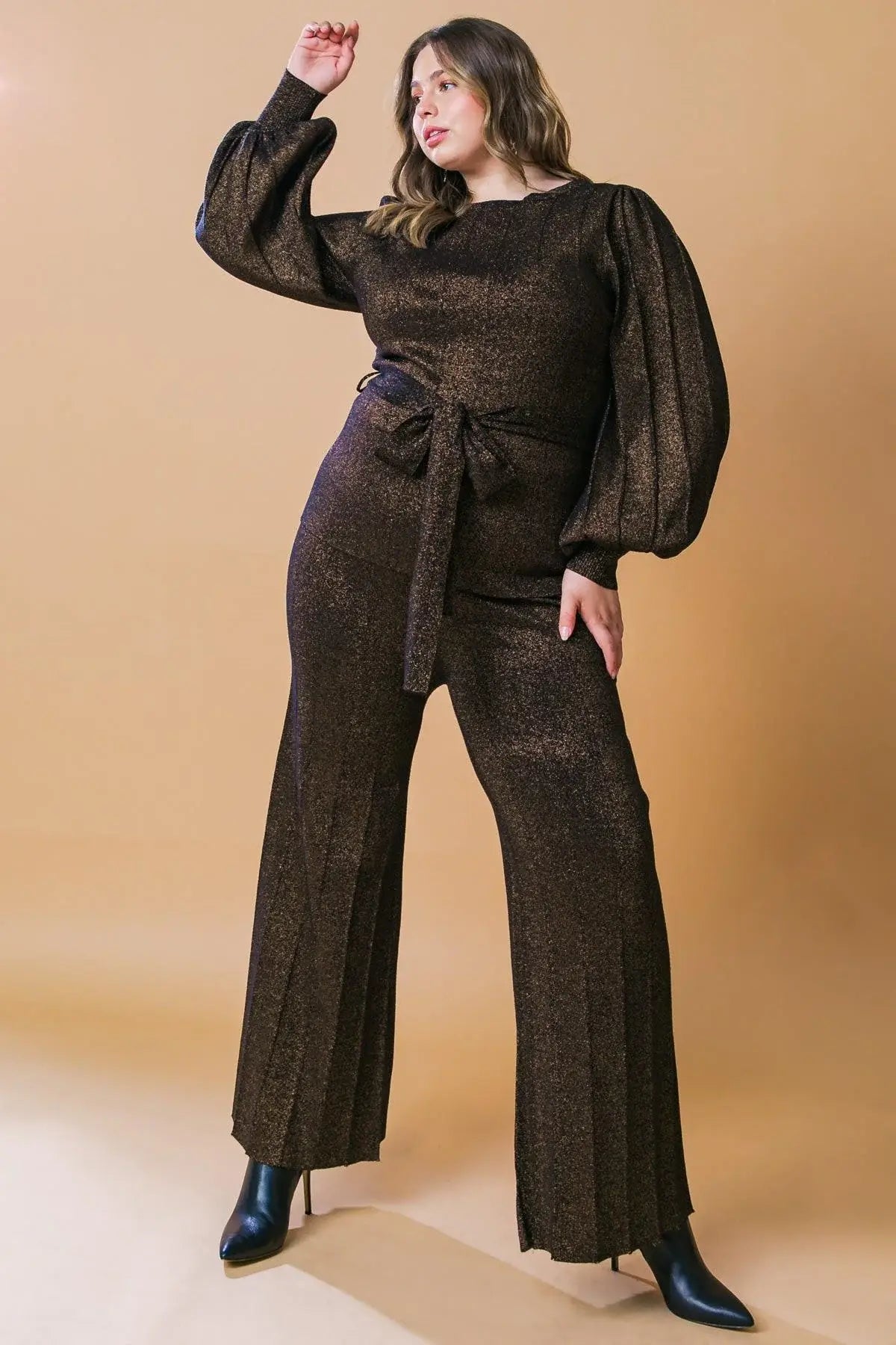 STUNNING STANCE METALLIC SWEATER TUNIN AND PANT SET - Flying Tomato - Flyclothing LLC