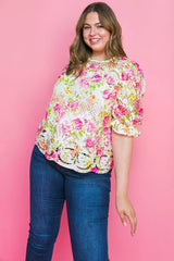 BLISS ME FLORAL WOVEN LACE TOP - Flying Tomato - Flyclothing LLC
