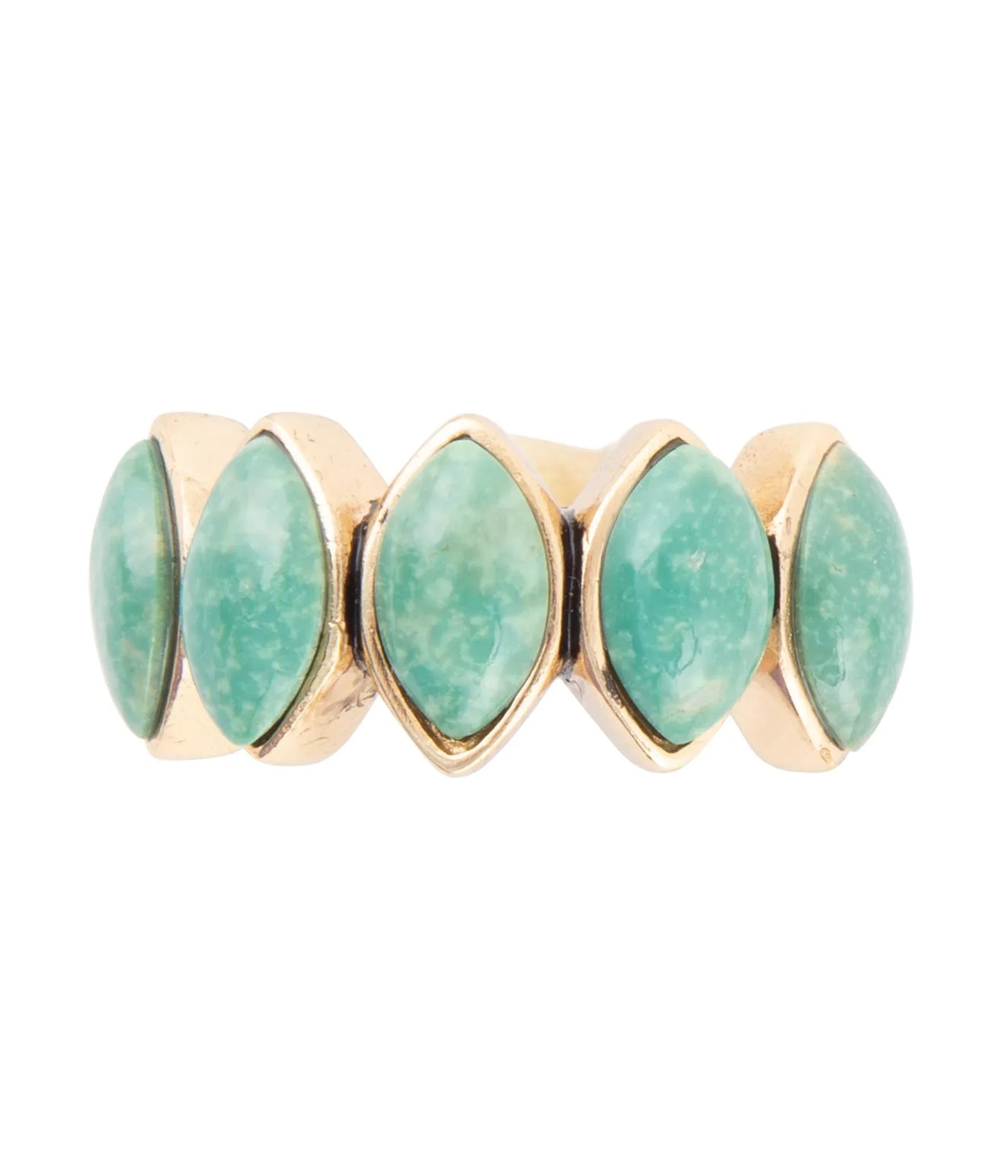 Five Stone Green Turquoise and Golden Bronze Ring - Barse Jewelry - Flyclothing LLC