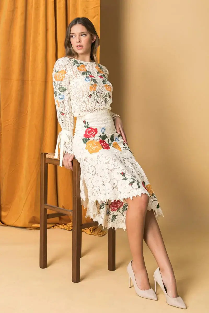 EMBROIDERED LACE TOP - Flying Tomato - Flyclothing LLC