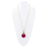 Flamenco Pink Magenta Agate Golden Pendant Necklace - Barse Jewelry