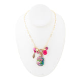 Flamingo Pink Agate Golden Pendant Necklace