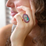 Flamingo Pink Agate Golden Statement Ring - Barse Jewelry - Flyclothing LLC