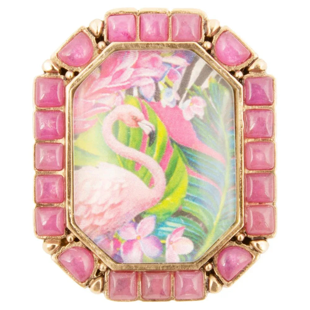 Flamingo Pink Agate Golden Statement Ring - Barse Jewelry - Flyclothing LLC