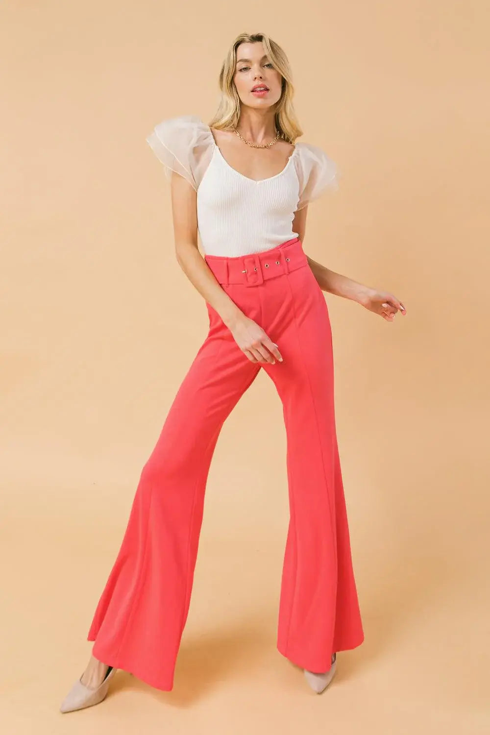 COUNTDOWN THE HOURS WOVEN FLARED PANTS - Flying Tomato - Flyclothing LLC