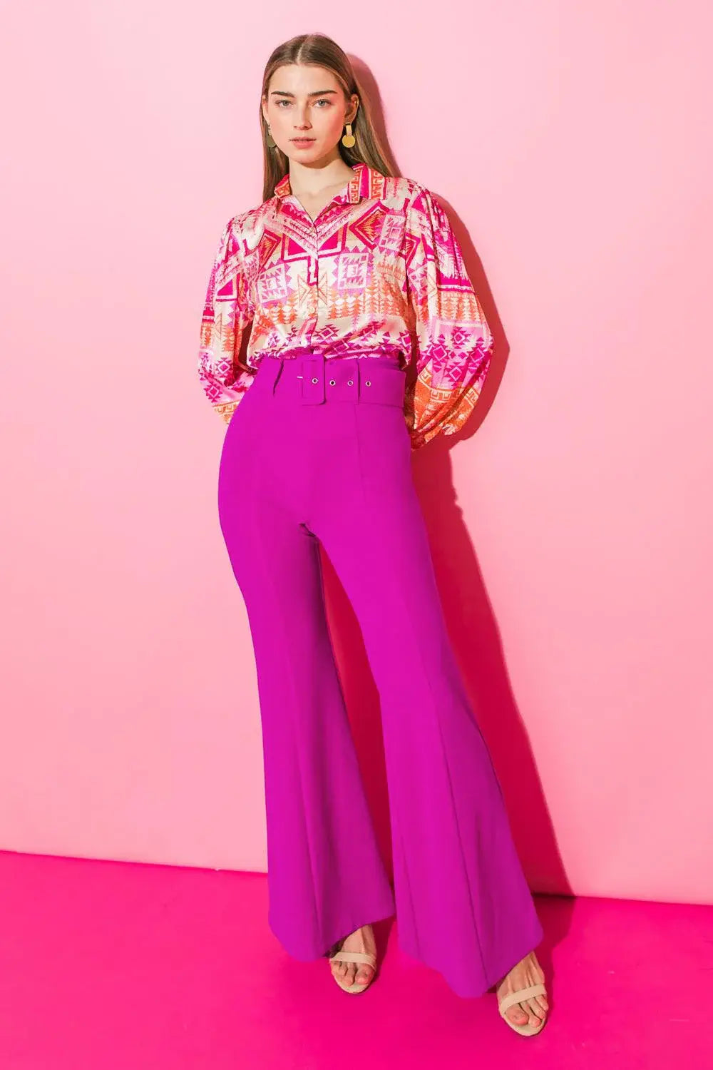 COUNTDOWN THE HOURS WOVEN FLARED PANTS - Flying Tomato - Flyclothing LLC