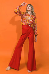 COUNTDOWN THE HOURS WOVEN FLARED PANTS - Flying Tomato - Flyclothing LLC