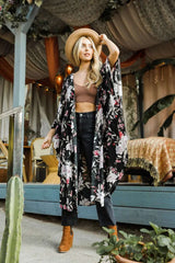 Floral Butterfly Sleeve Kimono - Boho Clothing and Accessories - Flyclothing LLC