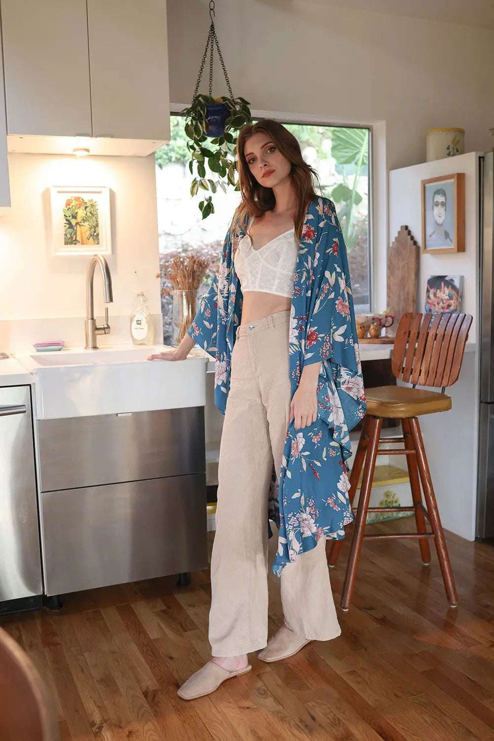 Floral Butterfly Sleeve Kimono - Boho Clothing and Accessories - Flyclothing LLC