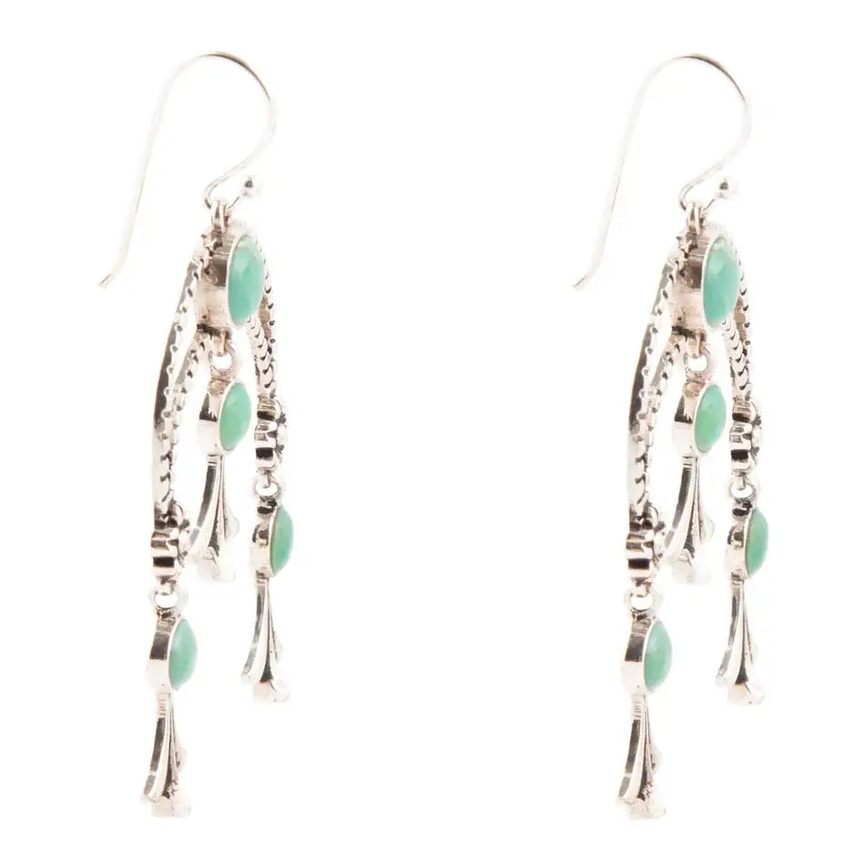 Floral Chandelier Blue Turquoise and Sterling Silver Earrings - Barse Jewelry - Flyclothing LLC