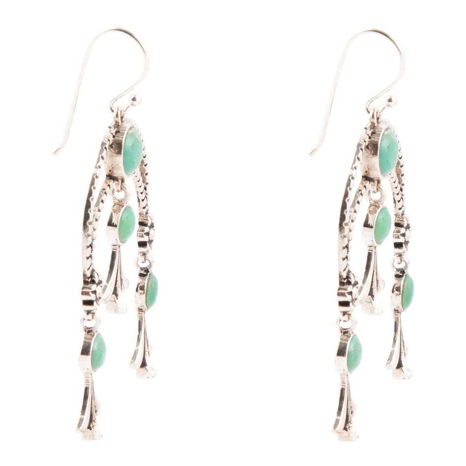 Floral Chandelier Blue Turquoise and Sterling Silver Earrings - Barse Jewelry - Flyclothing LLC