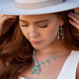Floral Chandelier Blue Turquoise and Sterling Silver Earrings