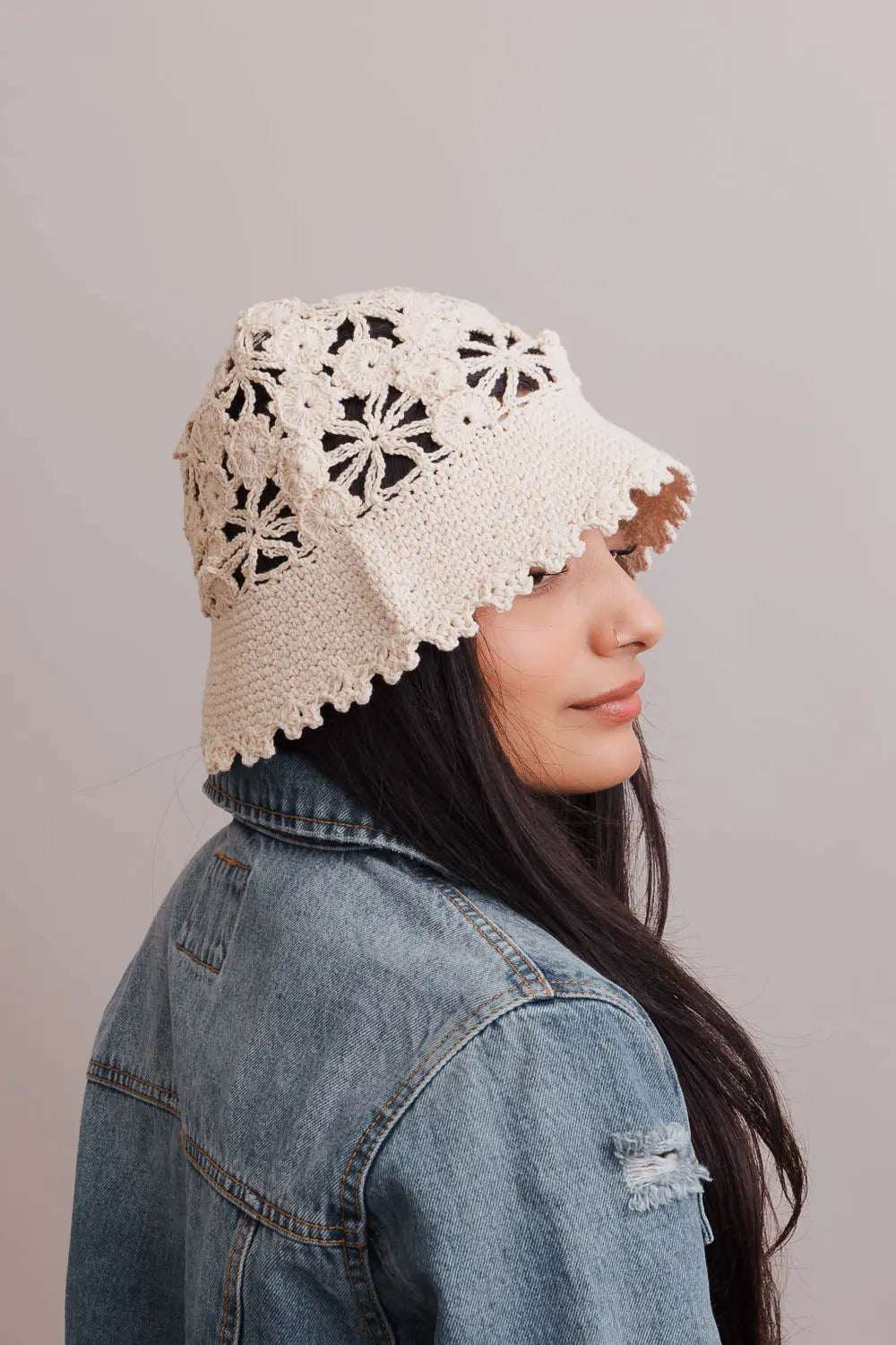 Floral Crochet Bucket Sun Hat