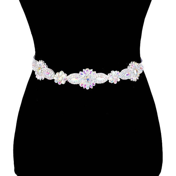 Floral Crystal Sash Ribbon Bridal Wedding Belt Headband - Madeline Love - Flyclothing LLC