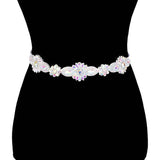 Floral Crystal Sash Ribbon Bridal Wedding Belt Headband - Madeline Love - Flyclothing LLC