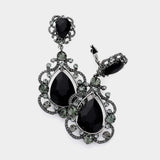 Floral Crystal Teardrop Clip On Evening Earrings - Madeline Love - Flyclothing LLC