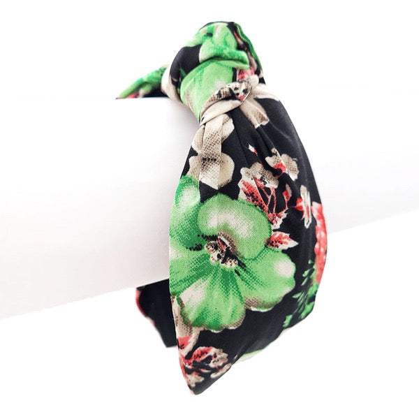 Floral Flower Print Burnout Knot Headband - Madeline Love - Flyclothing LLC