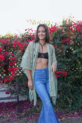 Open Front Floral Knit Kimono – Casual Elegance - Boho Clothing and Accessories - Flyclothing LLC