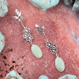 Floral Linear Drop Green Turquoise and Sterling Silver Earrings - Barse Jewelry