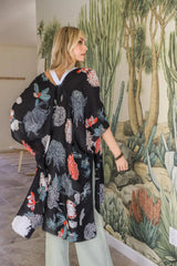 Floral Motif Combo Kimono - Boho Clothing and Accessories - Flyclothing LLC