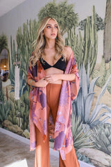 Floral Motif Combo Kimono - Boho Clothing and Accessories - Flyclothing LLC