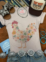 Floral Rooster Graphic Tee - Wild Junkie - Flyclothing LLC