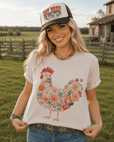 Floral Rooster Graphic Tee - Wild Junkie - Flyclothing LLC