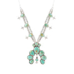 Squash Blossom Statement Blue Turquoise and Sterling Silver Necklace