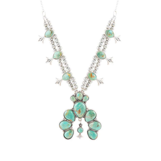 Squash Blossom Statement Blue Turquoise and Sterling Silver Necklace - Barse Jewelry - Flyclothing LLC