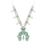 Squash Blossom Statement Blue Turquoise and Sterling Silver Necklace